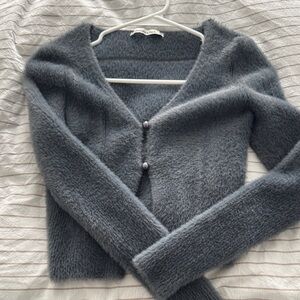 Abercrombie & Fitch Fuzzy Gray Cardigan